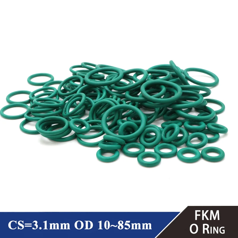 

10/50Pcs FKM O Ring CS 3.1mm OD 10~70mm Sealing Gasket Insulation Oil High Temperature Resistance Fluorine Rubber O Rings Green