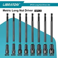Libraton 8PCS Magnetic Nut Driver Set Metric Long Nut Drivers Impact Drill Long Shank Nut Driver Bits Hex Shank Long Power Bits 2