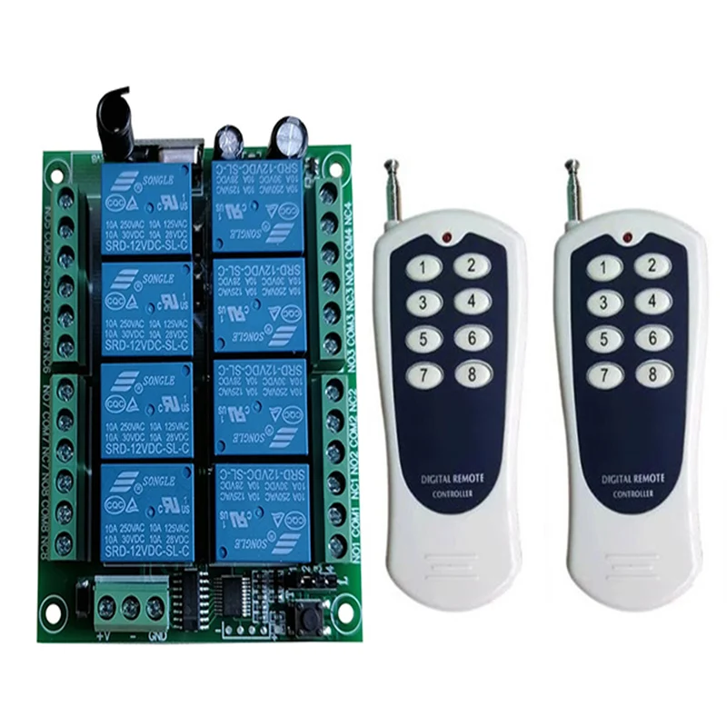

DC 12V 24V 8 CH Channels 8CH RF Wireless Remote Control Switch System,315/433 MHz Transmitter and Receiver/Garage Doors/ lamp
