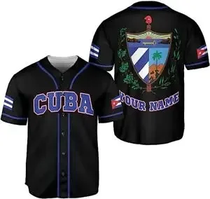 Custom Cuba Olive Army FLAG 3D Print Mesh Fiber Baseball Jersey Shirt Top Tee Men Streetwear Short Sleeve Sport 2