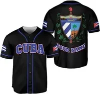 Custom Cuba Olive Army FLAG 3D Print Mesh Fiber Baseball Jersey Shirt Top Tee Men Streetwear Short Sleeve Sport 2