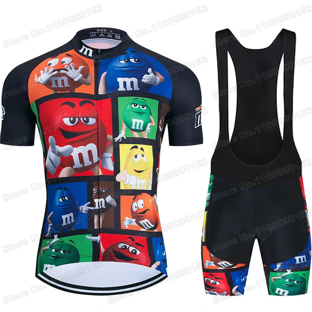 2024 Popular Chocolate Bean Cycling Jersey Set Funny Cartoon Cycling Clothing Men Road Bike Shirt Suit Bicycle Pants MTB Maillot 2