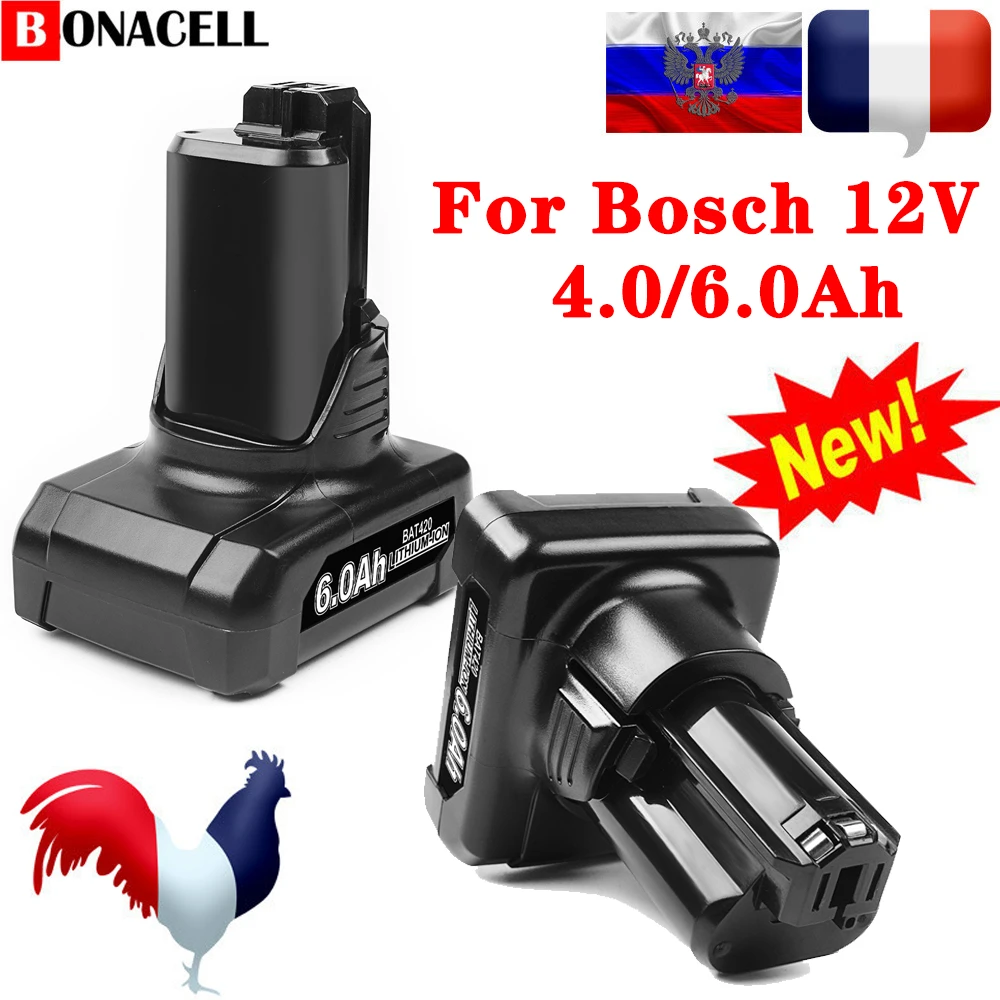 4.0/6.0Ah for Bosch 12V/10.8V Liion Replacement Battery BAT411 BAT420