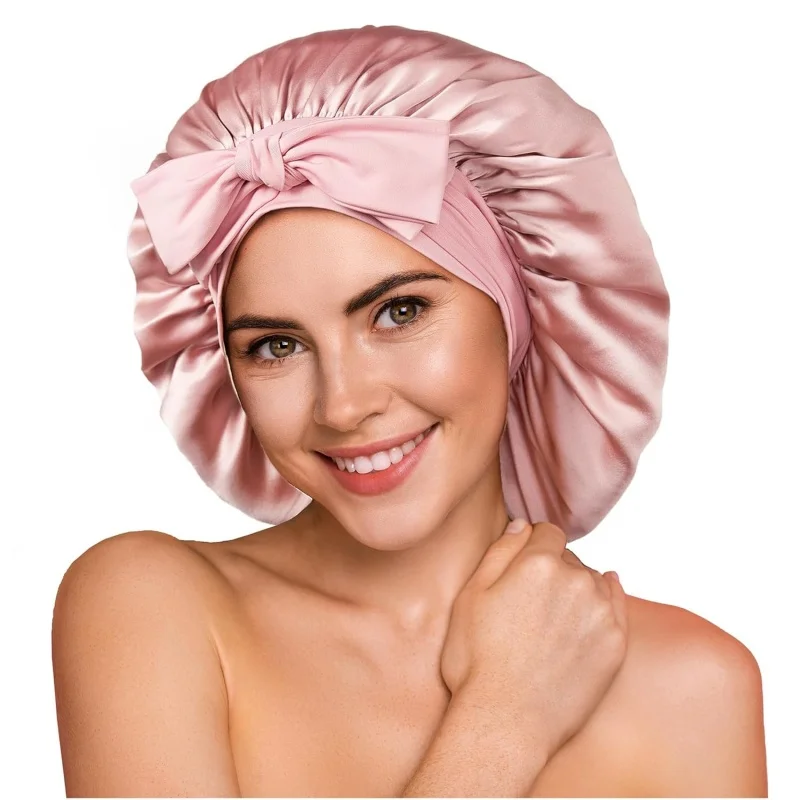 100% 19 Momme Mulberry Silk Bonnet for Sleeping Wome with