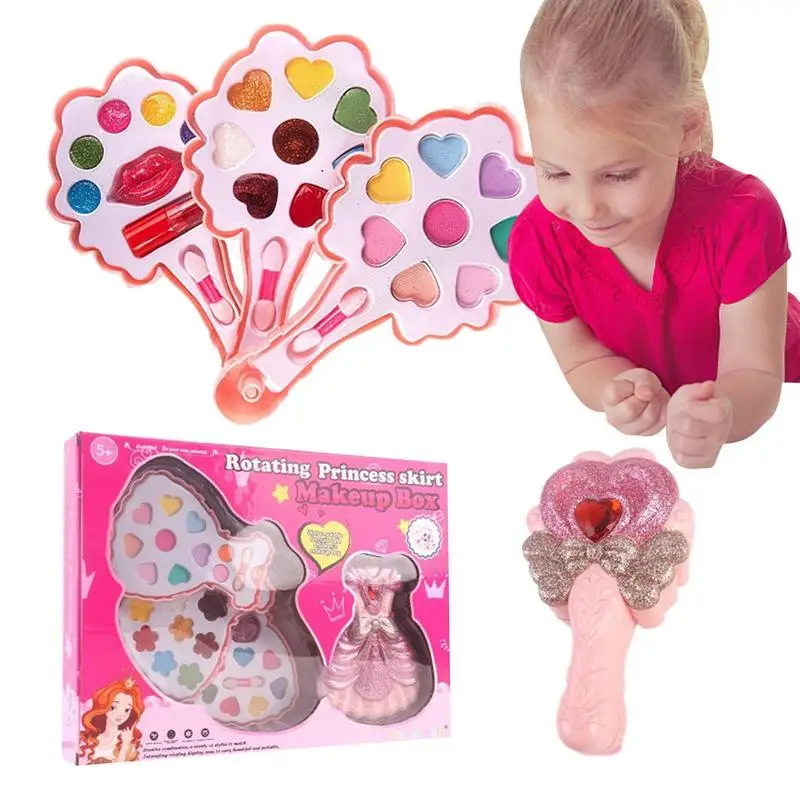 

Children's Cosmetics Toy Set GirlsPrincess Skirt Magic Wand Beauty Makeup Box Lipstick Eye Shadow Makeup Kit Gifts For Kids