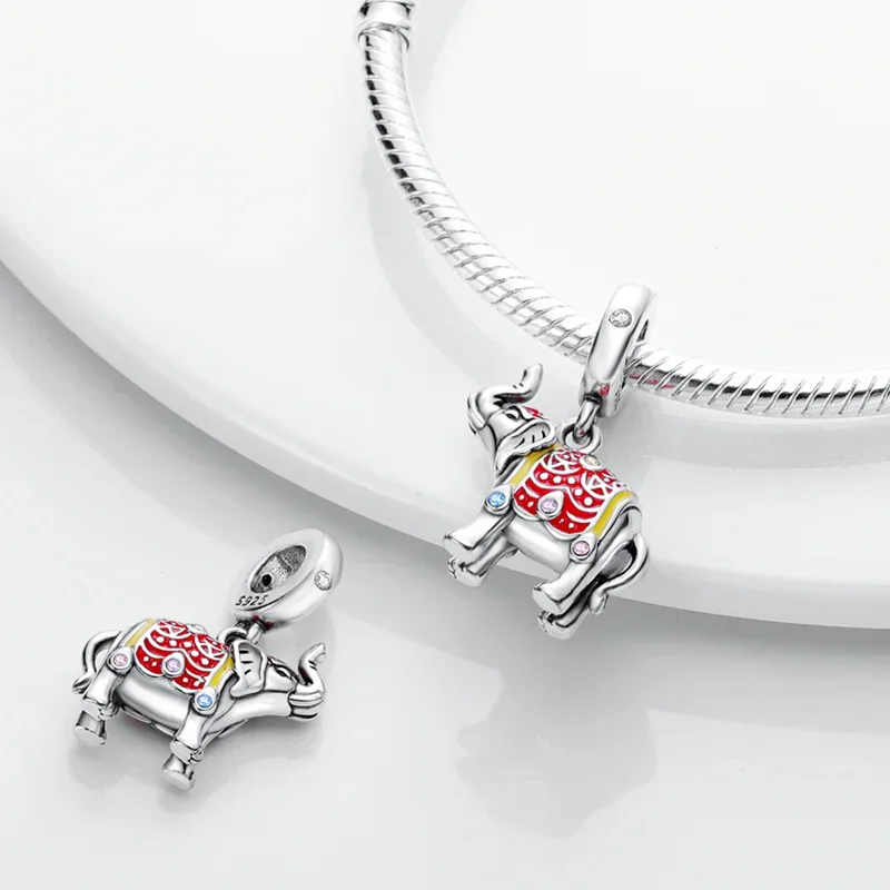 HOT 925 Sterling Silver Love Teacup Baby Elephant Charms Beads For Original pandora Wome Bracelet&Bangle Making Women Jewelry