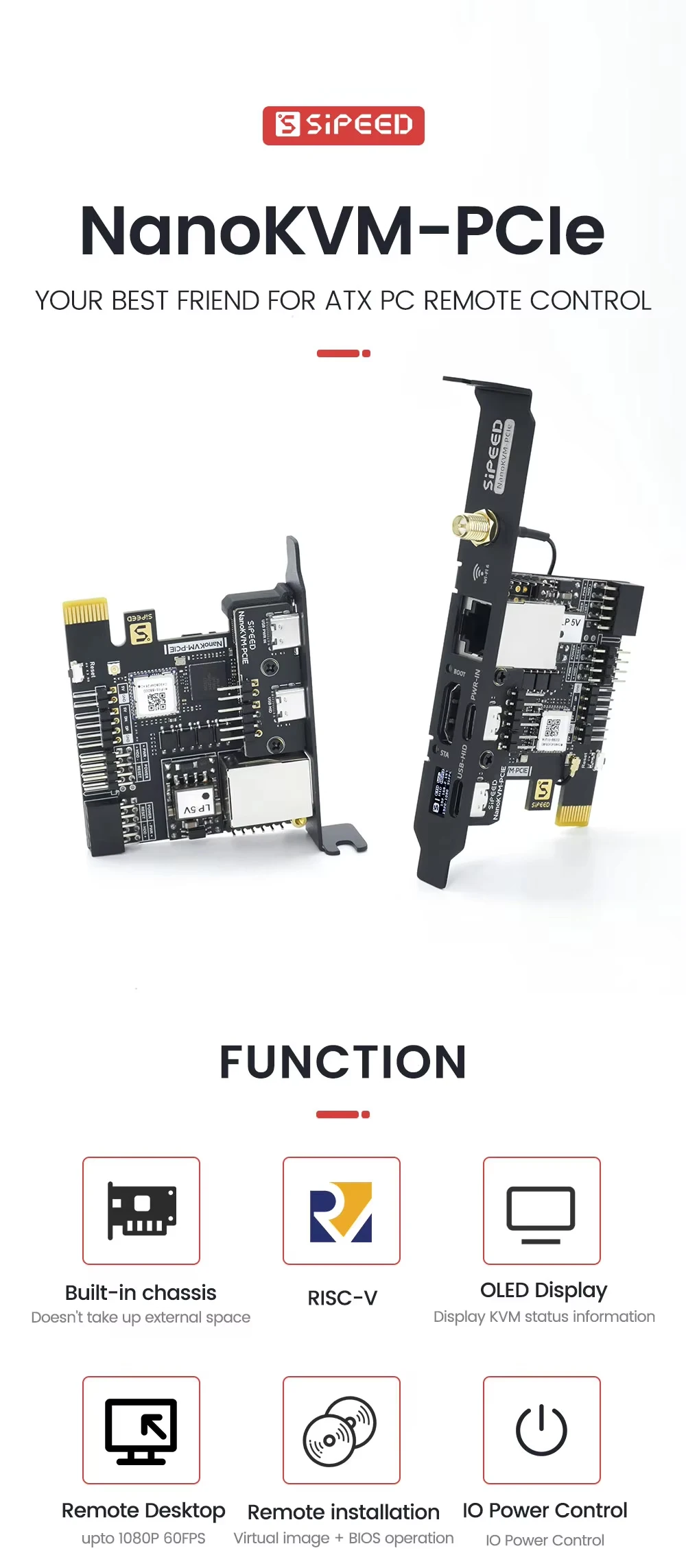 Sipeed NanoKVM-PCIe IP-KVM Mini Remote Control Operations Maintenance Server PCI