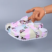 Pantoufles d'intérieur pour femmes, sabots mules, impression beurre, chaussures d'infirmière, pantoufles de maison souples EVA imperméables, sabots antidérapants décontractés 5