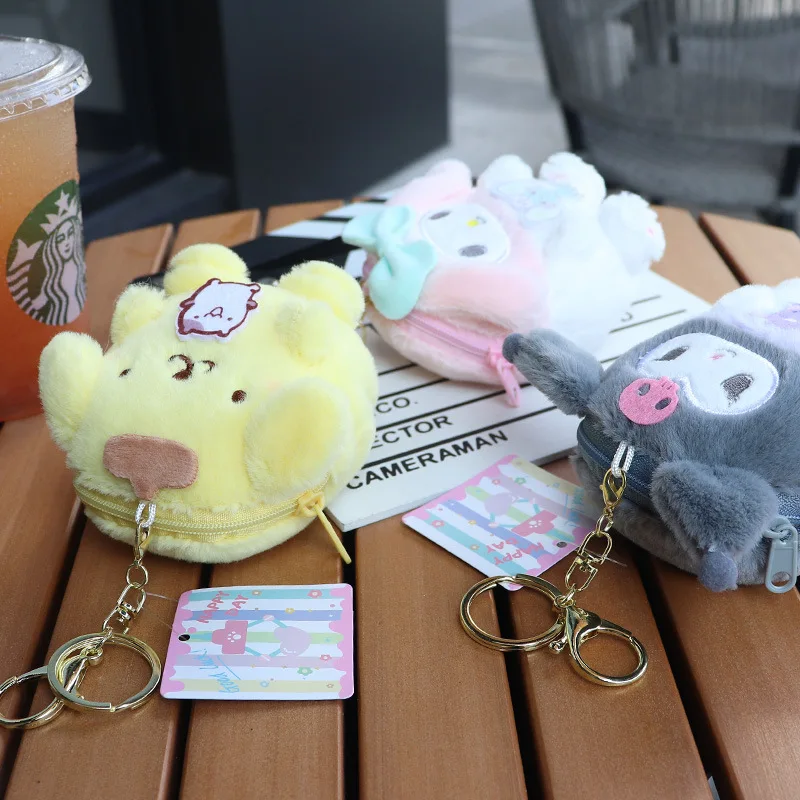 Plush Toys Plush Coin Purse Plush Keychain Plush Key Chain Cartoon Cute Sanrio Melody Plush Purse Keychain Hello Kitty Coin Purse Cinnamoroll Plush Pendant Soft Stuffed Toy for Girl