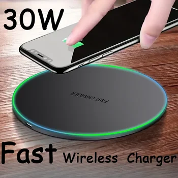 Caricabatterie Wireless da 30W per iPhone 17 16 15 14 13 12 X XR XS Max 8, Samsung S24 S23 S22 S10 S20 Note10 20, Xiaomi, Huawei