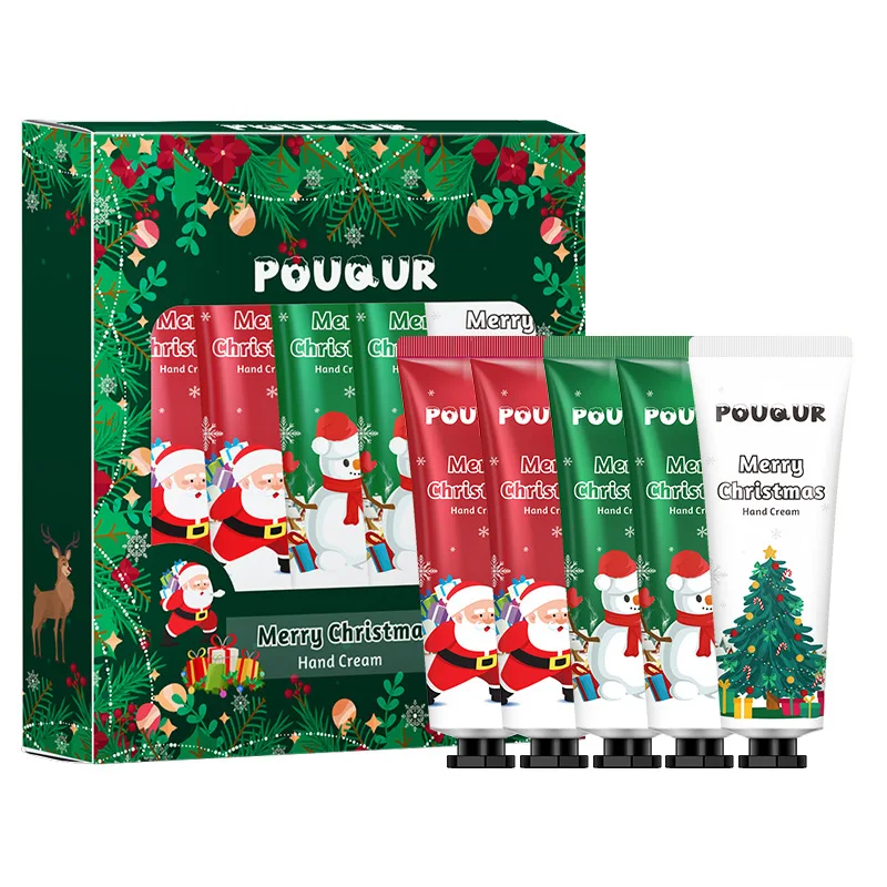 5pc Christmas Hand Cream Set-Festive Gift Box with Intense Moisture & Smoothing, Dry Skin Repair & Holiday Present