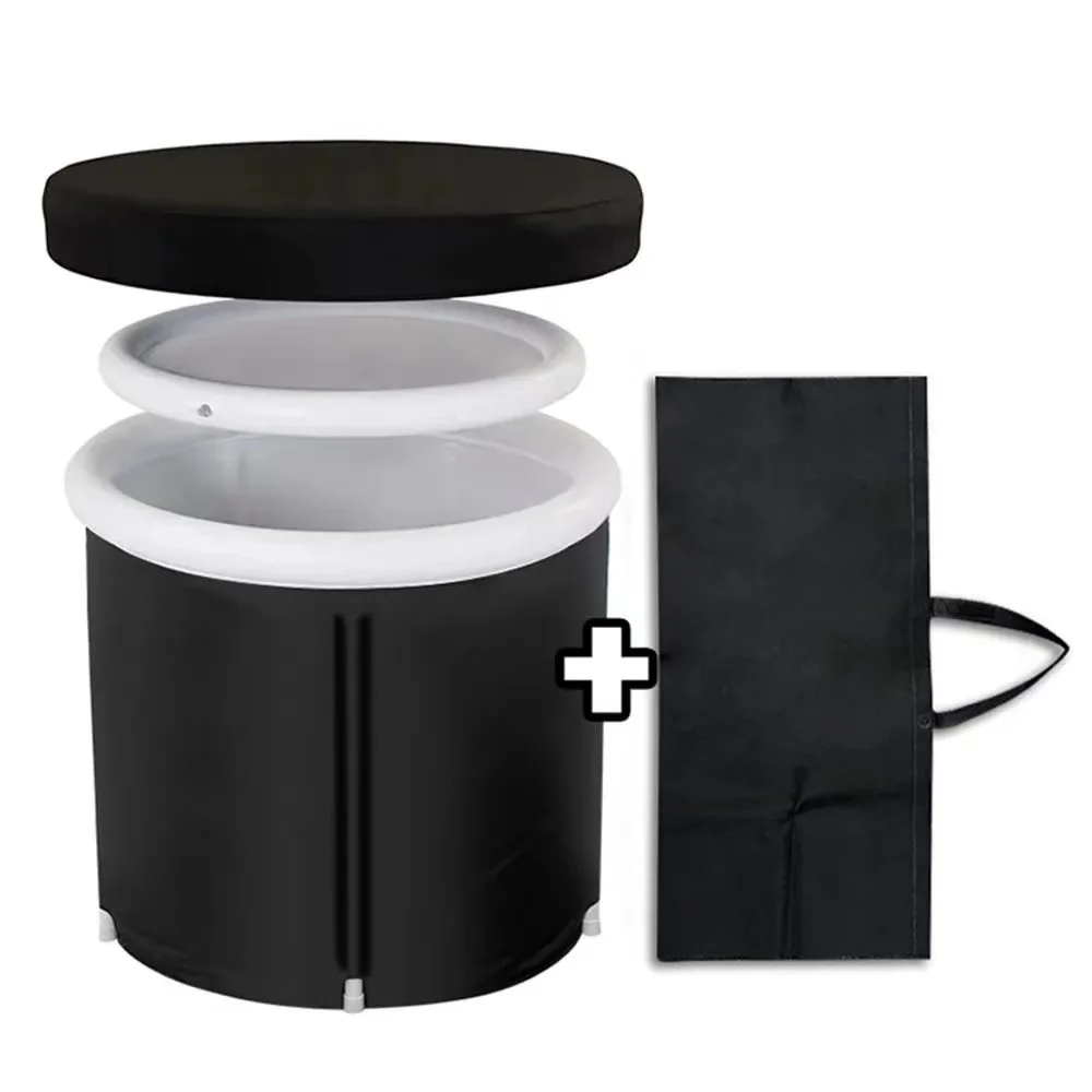 75 * 75 without lid Shower Bucket Ice Bath Bucket Thickened Adult Foldable Bathtub with Lid Optional Bathtub for Adults