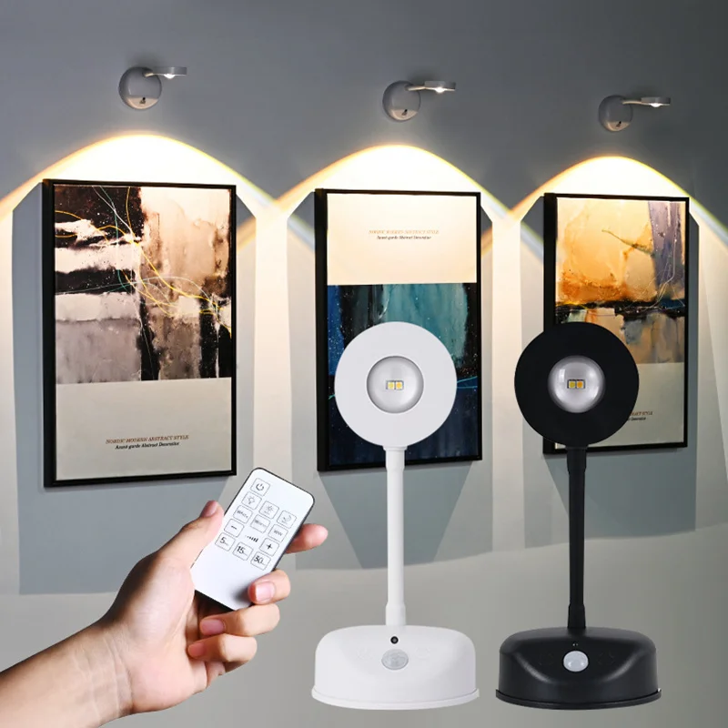Remote LED Wall Lamp Motion Sensor Light 3 Color USB Rechargeable Night Light Wireless Photo Wall Painting Lighting