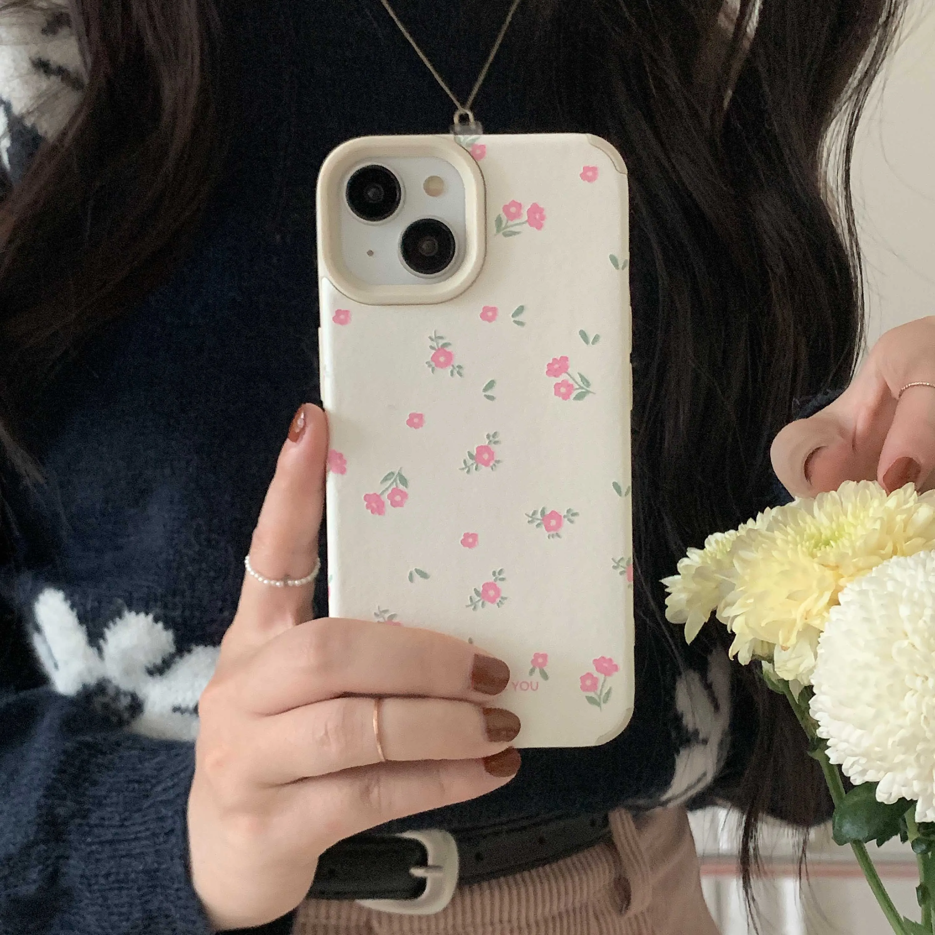 Little Flower Soft Leather iPhone Case