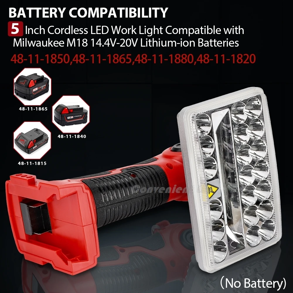 LED Work Light for Milwaukee M&18 18V Battery 18W 2000LM Portable Spotlight Floo