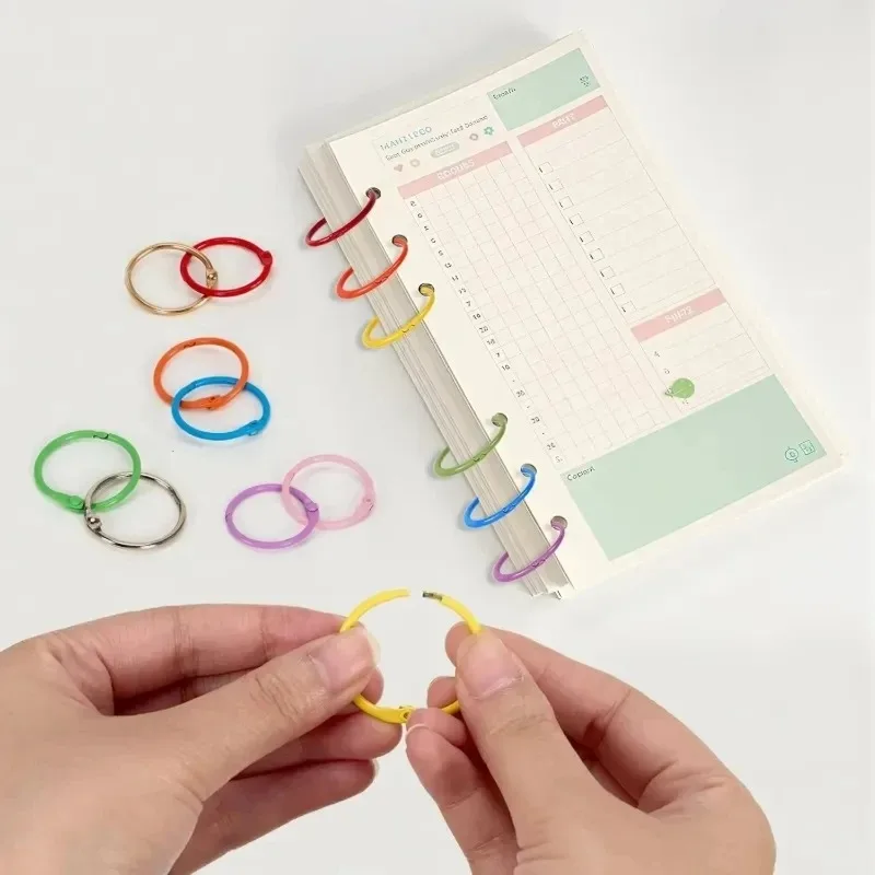50Pcs 30mm 다채로운 개방형 금속 바인더 링 루스 리프 북 인덱스 카드 플래시 카드 키 체인 사무실 학교 DIY 공예
