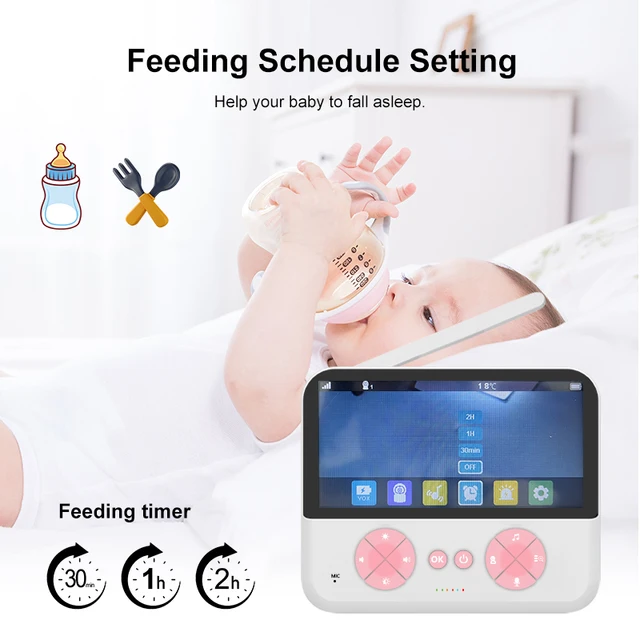 5 "HD baby monitor 3000mah large capacity 720P voice intercom temperature and humidity detection timing breastfeeding reminder 2