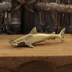 Elegant Brass Hammerhead Shark Figurine - Marine-Themed Desk Ornament and Gift (1pc)