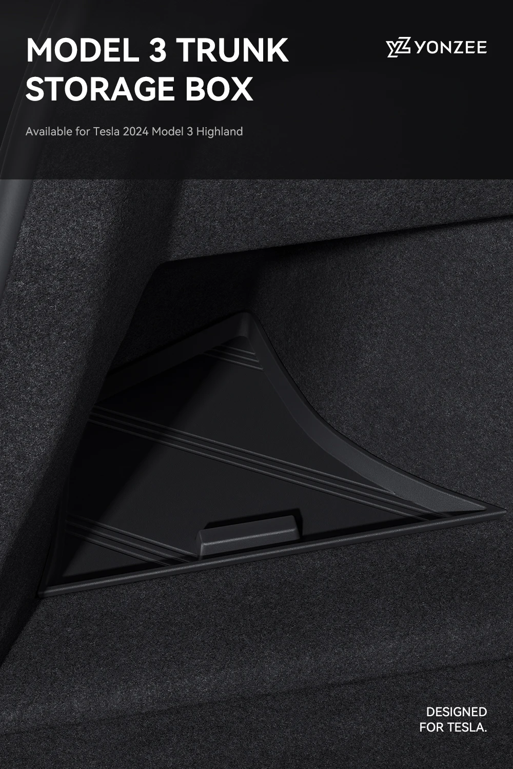 YZ Für Tesla Modell 3 Highland 2024-25 Hinten Stamm TPE Lagerung Box mit Abdeckung Schwanz Boot Organizer Partition dekoration Zubehör – Detail 1