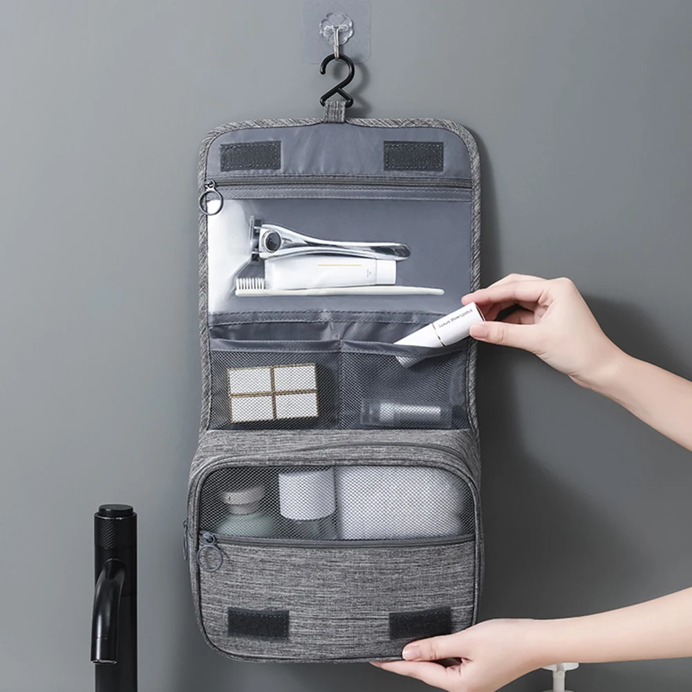 Large Waterproof Hanging Toiletry Bag for Women - Elviros Black Cosmetic  Case with Multiple Compartments and Bonus Shoe Bag – TweezerCo