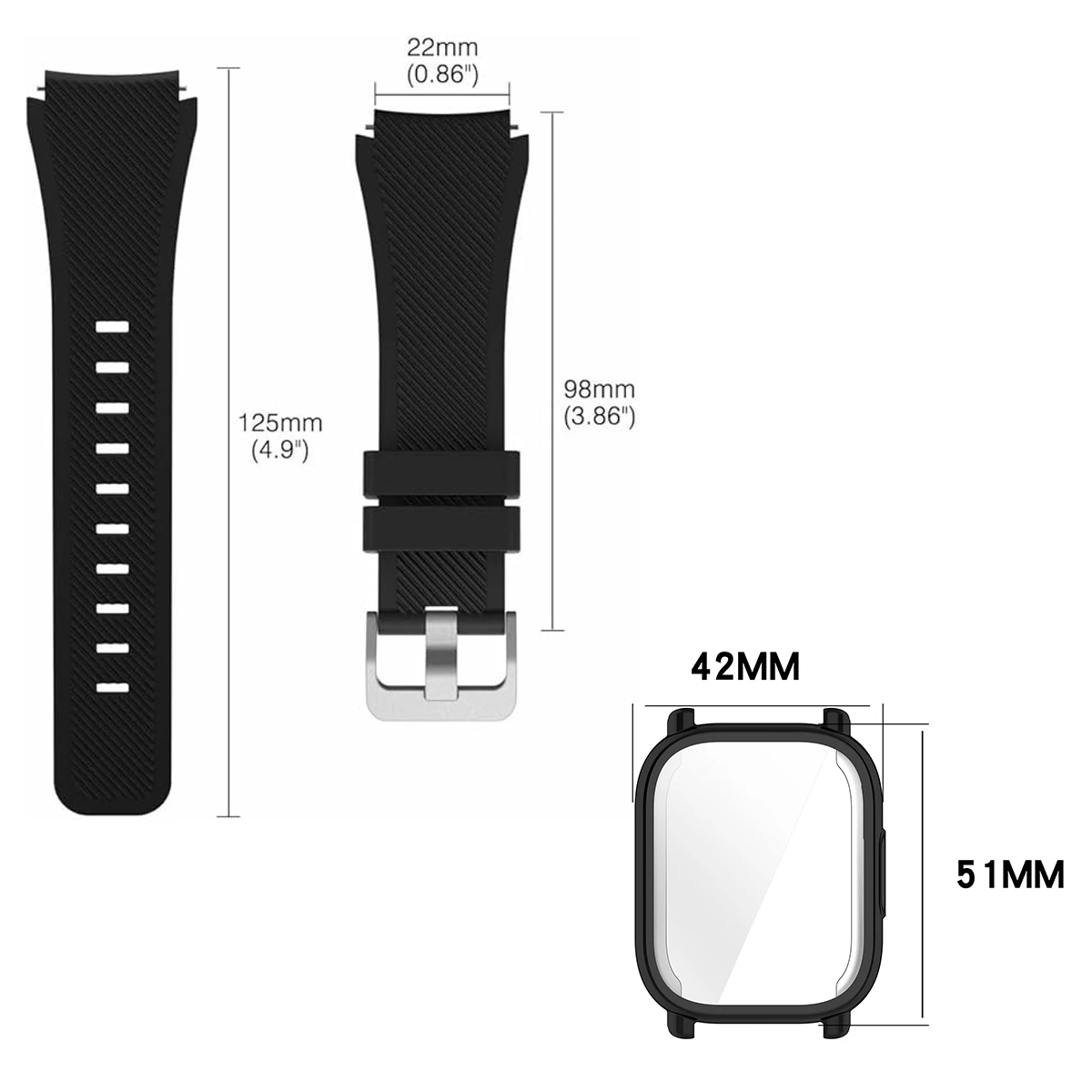 Enhanced Protective Case with Silicone Sport Strap - Full Cover Screen TPU Soft Shell and Breathable Band