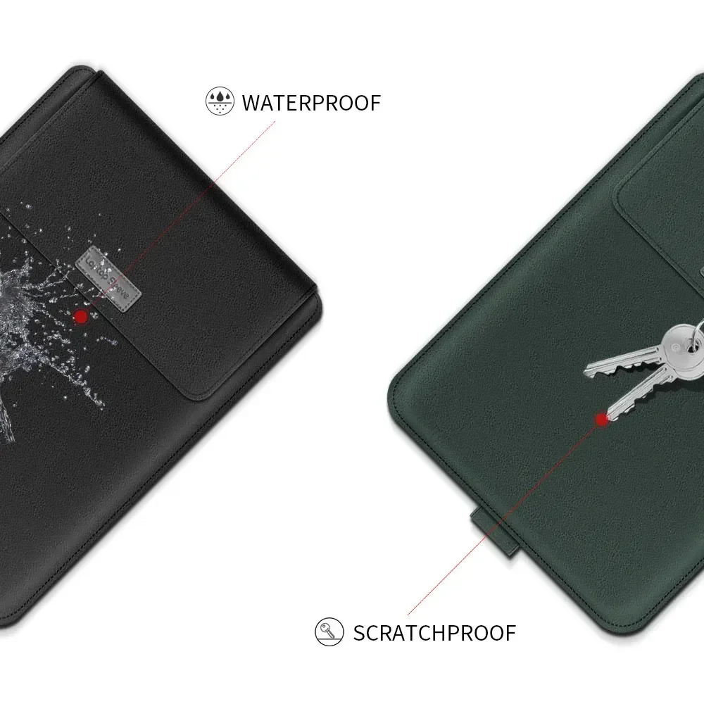 Bolsa da Luva do Portátil do Couro do Plutônio para o Macbook Air Pro Tampa do Caderno Dell hp 15 17 13 14 16 m1 m2 m3 2023 2023 2024 Case do - Imagem 2