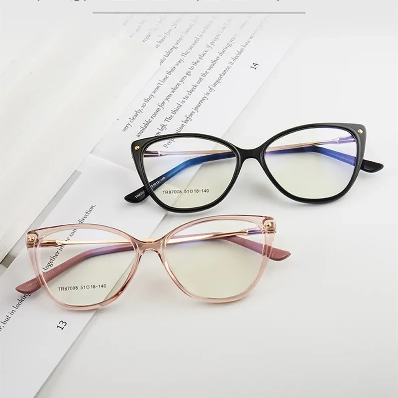 

Anti Blue Light Blocking Glasses Metal Cat Eye Optical Frame Retro Transparent Eyeglasses Female Myopia Hyperopia Spectacles