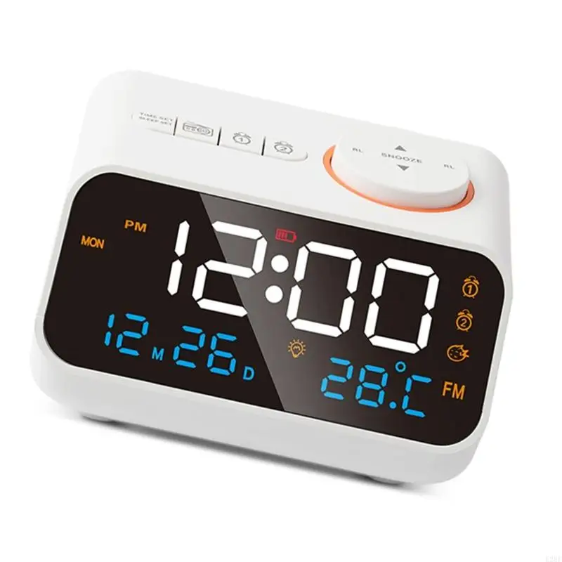 E28F Digital Alarm Clock Bedside Clocks with FM Radio and Voice Control Screen Activation Ringtone Infinitely Setting 2