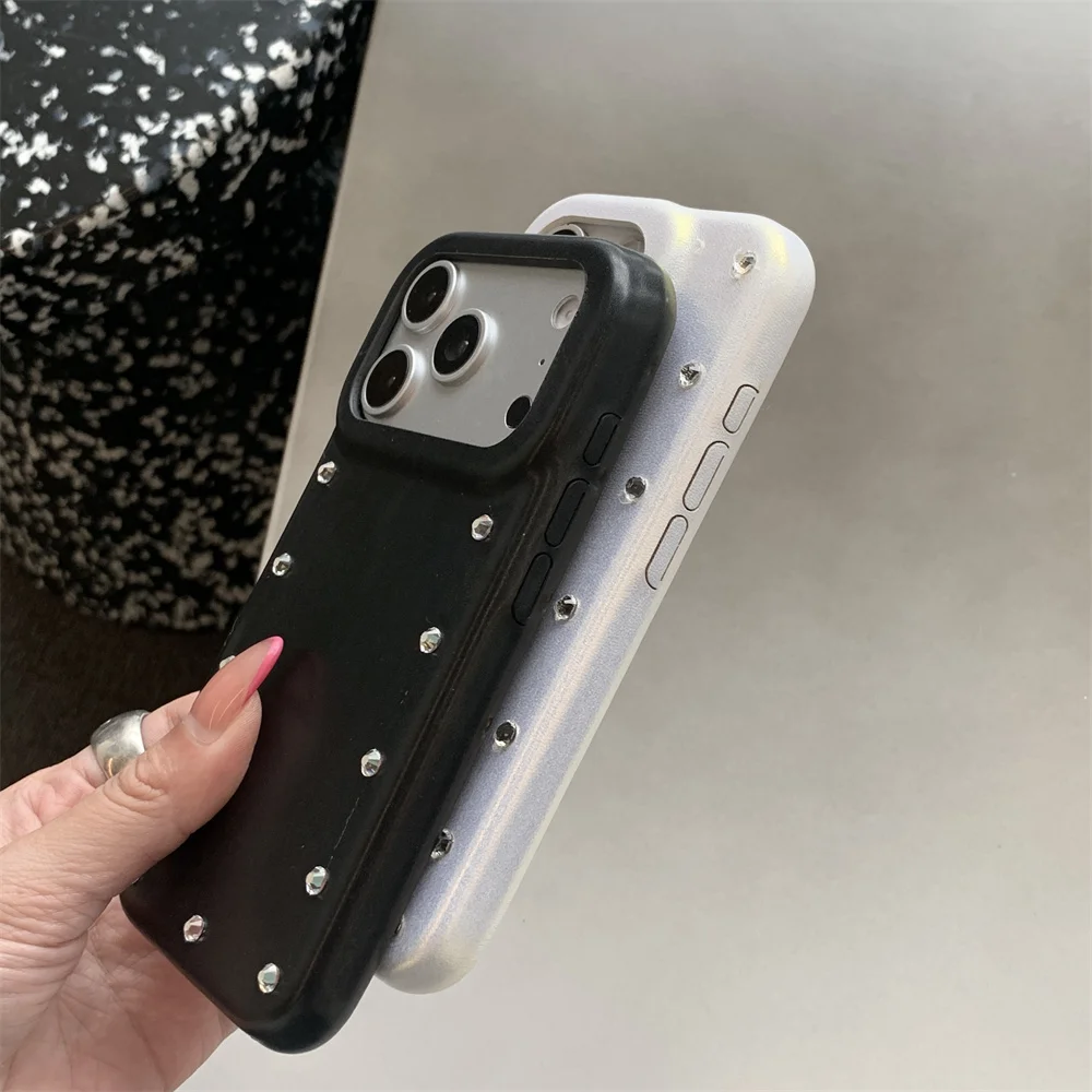 Luxury Rhinestone PU Leather Phone Case with Hybrid PC Protection