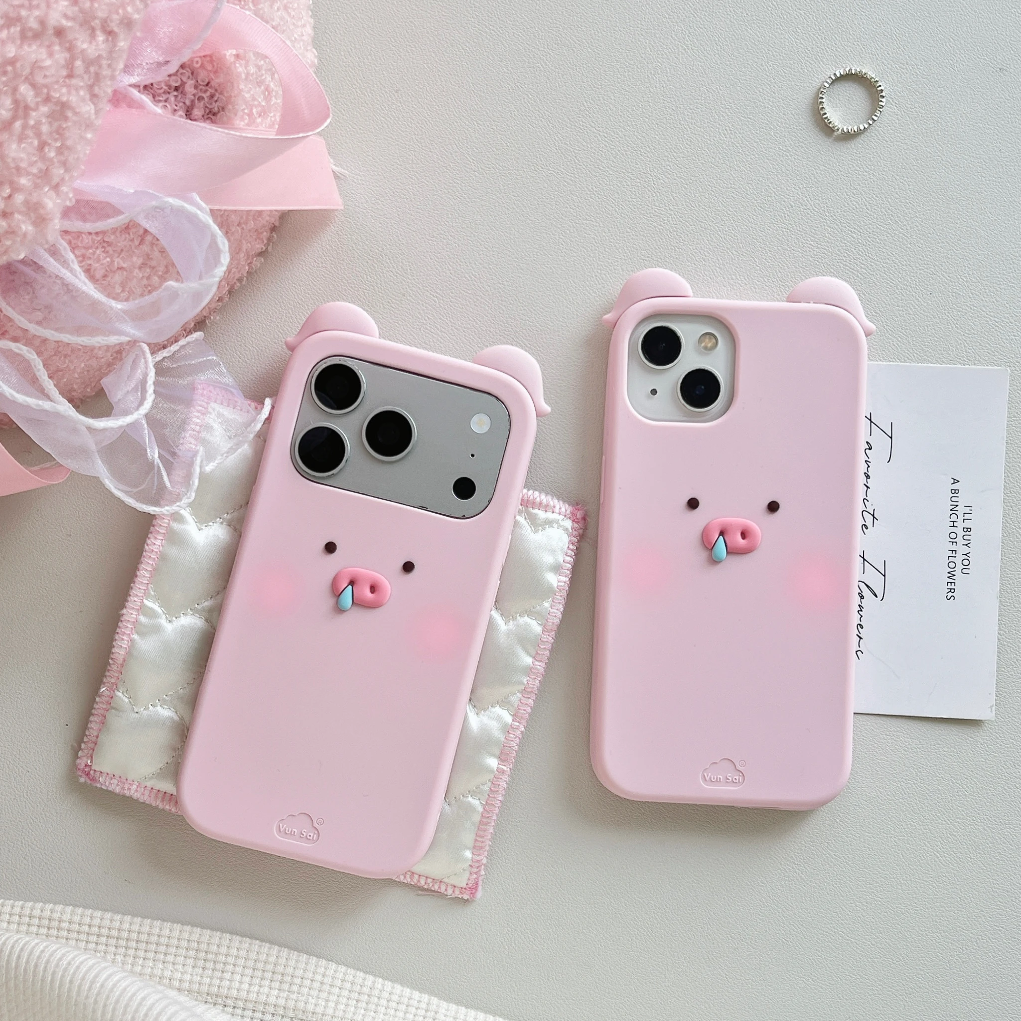 Charming Pink Pig 3D Cartoon Soft Silicone Phone Case