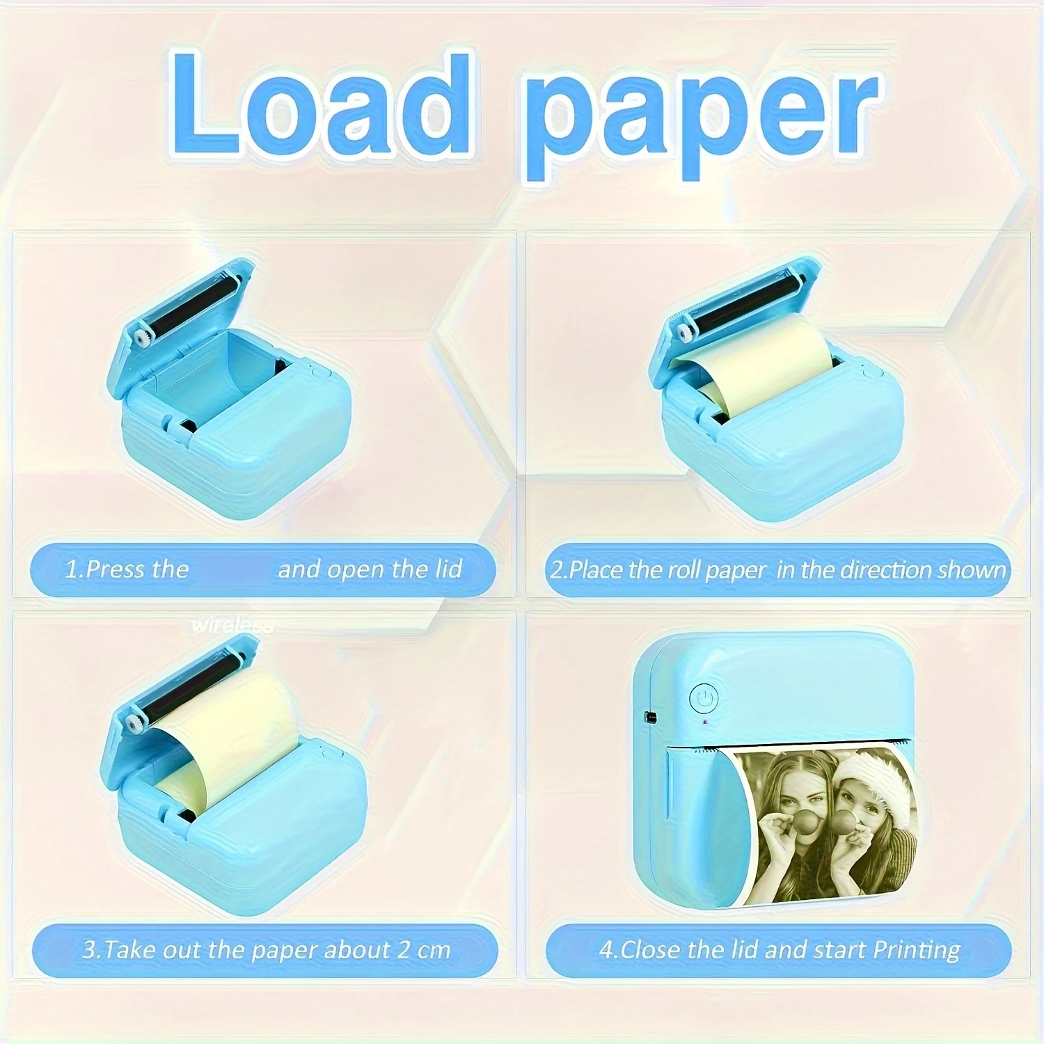 3/12 롤 57mm 감열지 흰색 배경 검정색 텍스트 미니 프린터용 즉석 카메라 사진 라벨 할일 메모