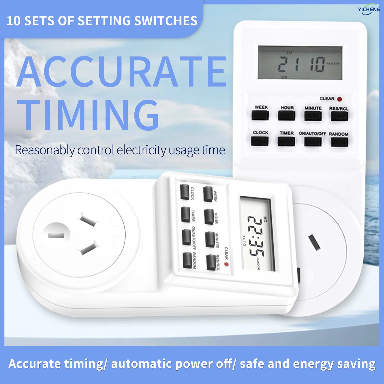 YICHENG Timer Outlet,Multifunctional Infinite Cycle Programmable Plug-in  Digital Timer Switch, Energy-Saving Timer.. - AliExpress, image size:1600x1600