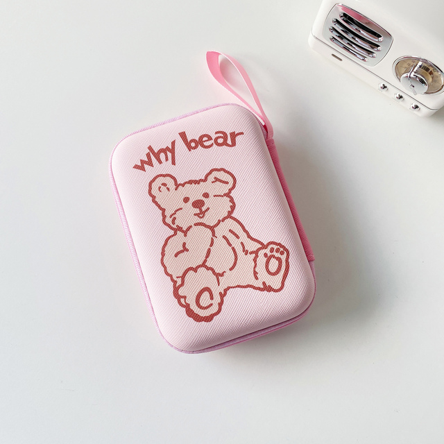 Cute Storage Bag USB Charger Cable Data Line Organizer Pouch Mini Square Zipper Coins Storage Case Earphone Accessories