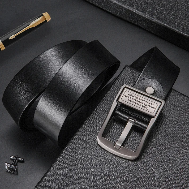 Men's Fashionable Silver Buckle Leather Belt - Trendy & Versatile Luxury Accessory