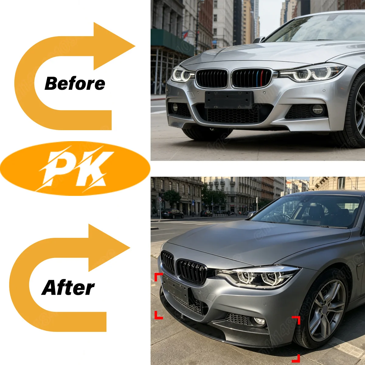 BMW 3 시리즈 F30 F31 M 스포츠 320i 2012 2013 2014 2015 2016 2017 2018 2019 자동차 프론트 범퍼 립 바디 개조 키트