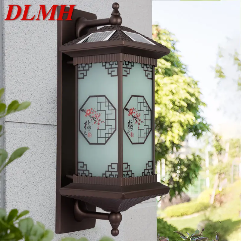 DLMH Outdoor Solar Wall Lamp Creativity Plum Blossom Pattern Sconce Light LED Waterproof IP65 for Home Villa Courtyard
