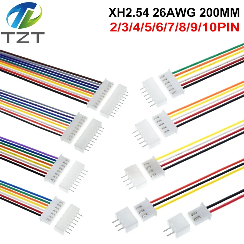 10Sets JST XH2.54 XH 2,54mm Draht Kabel Stecker 2/3/4/5/6/7/8/9/10 Pin Pitch Männlich Weiblich Steckdose 20cm Draht Länge 26AWG