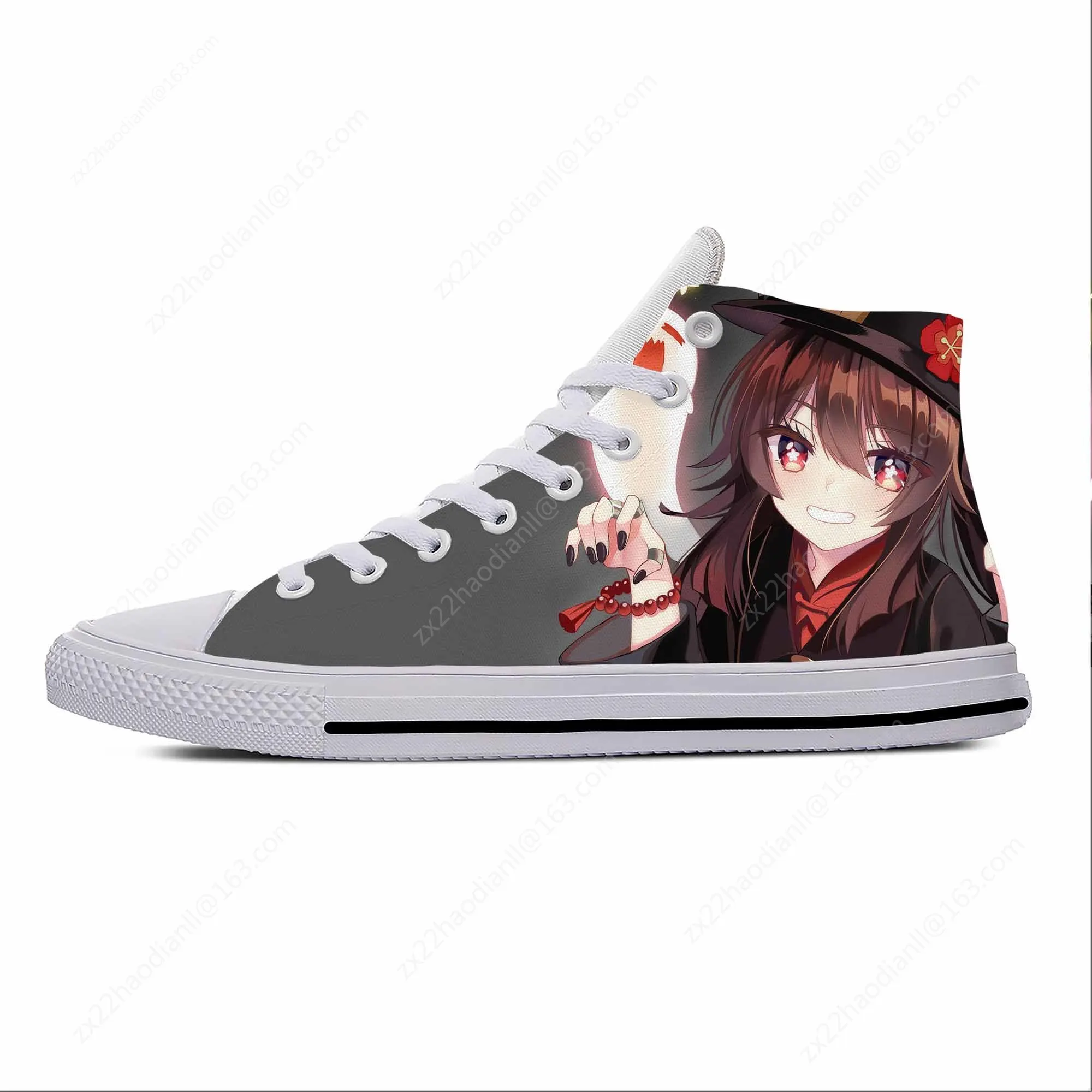 Anime Cartoon Manga Game Genshin Impact Hu Tao Casual Cloth Shoes High Top Lightweight Breathable 3D Print Men Women Sneakers