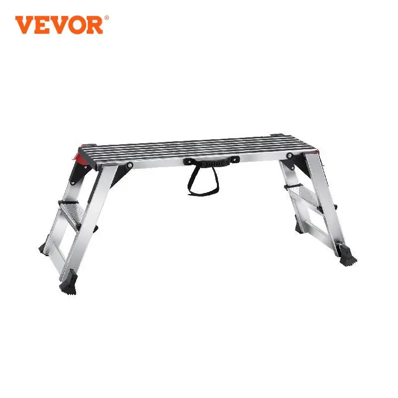 VEVOR Folding Work Platform 660 lbs Load Capacity Aluminum Drywall Stool Ladder Bench w/ Non-Slip Feet for Washing Vehicles