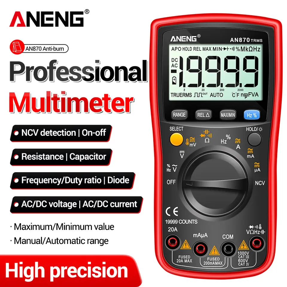 Digital Multimeter ANENG AN870 Profesional 19999 Counts True Rms AC/DC Voltage Current NCV Transistor Accurate Auto Range Tester image 1