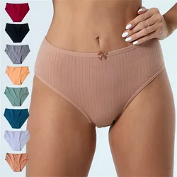 Plus Size Women Cotton Panties L XL XXL Solid Bow Briefs Mid Waist Oversize Underwear Underwear Woman sexy panties трусы женские