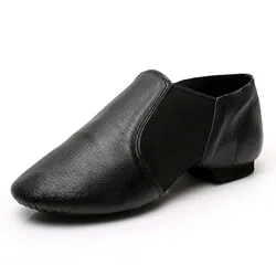 Premium Genuine Leather Anti-Slip Jazz Dance Shoes in Brown and Black - 41(24.5cm) (Black)