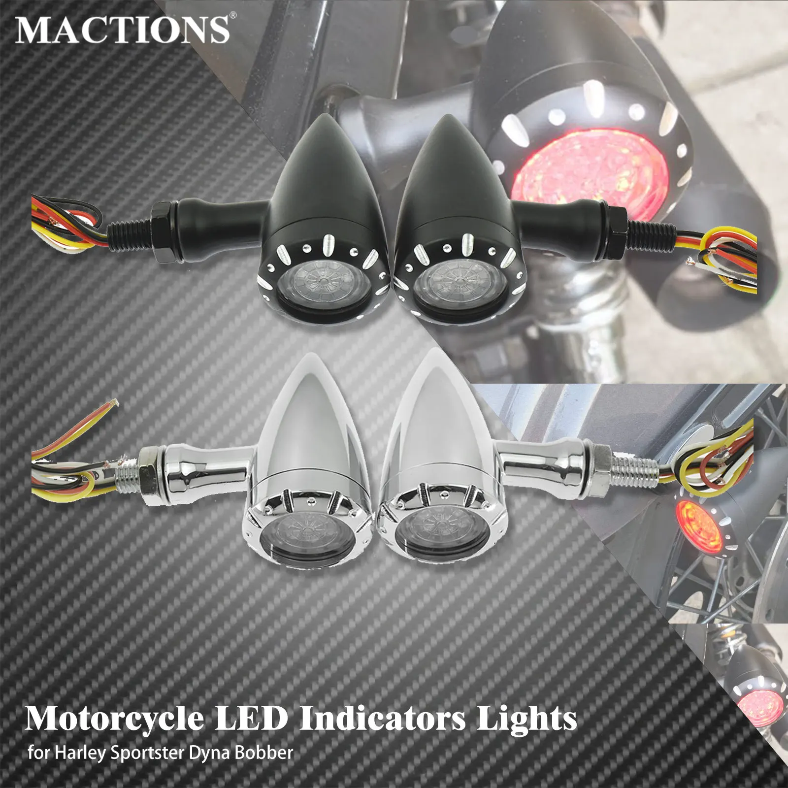 

Motorcycle Universal Indicator Lights 12V For Harley Cafe Racer Sportster Dyna Bobber LED Turn Signal Brake Running Lamp Amber