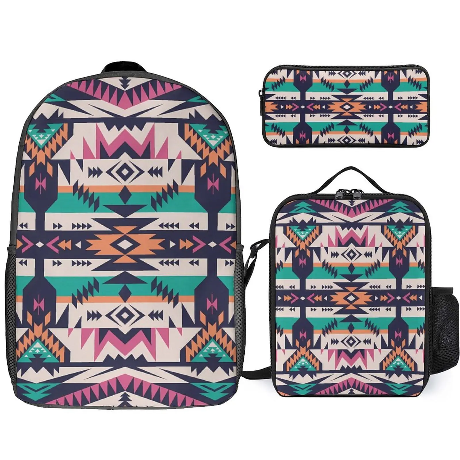 Hip Hop Polynesian Traditional Tribal 3pcs/Set Backpack 3D Print Student Bookbag Travel Laptop Daypack Lunch Bags Pencil Case