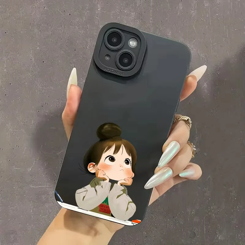Cute Angry Little Girl Printed Silicone Phone Case - Soft Protective Cover