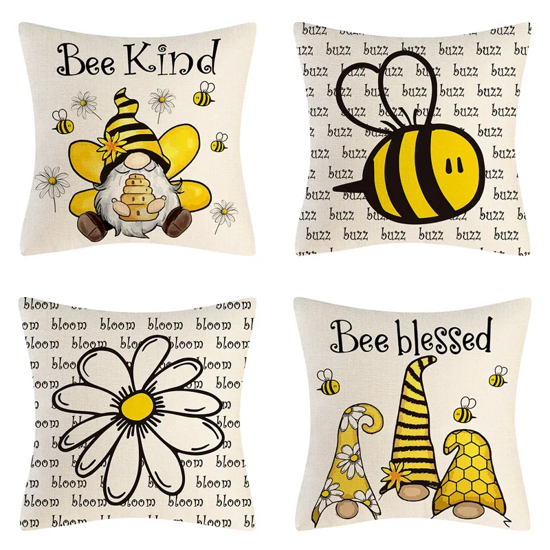 

45x45cm Cartoon Cute Pillow Case Bee Cushion Cover Pillow Cover Decorative Pillows For Sofa Car Pillowcase