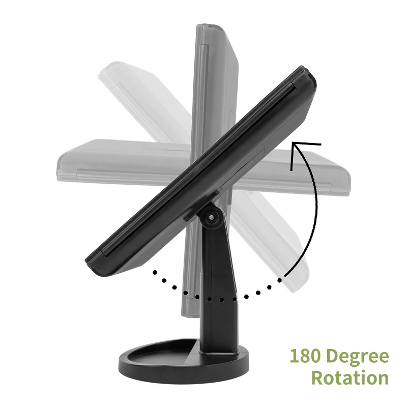3-Sided LED Vanity Mirror-Touch Control Dimming 2X/3X Magnification & 360&deg; Rotation for Professional Makeup