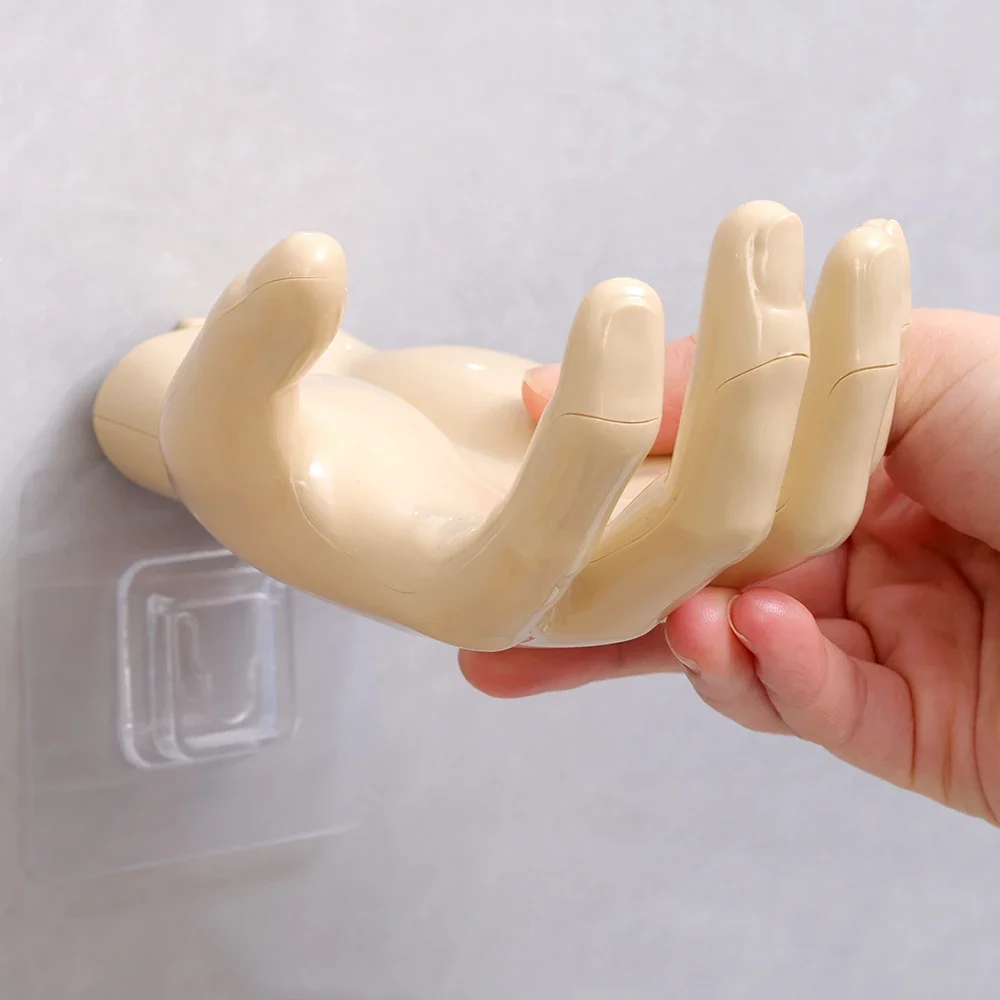 Creative Palm Up Hook Solid Color Finger Design Holder Unique Hand Shape Wall Hanger Hooks Storage Bathroom Soap Display Rack multifunctional hooks