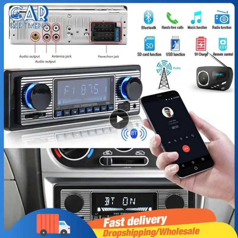 Autoradio Bluetooth-Compatibile Autoradio Stereo Fm Sd Aux Play Retro Autoradio Uscita Audio Lettore Mp3 Per Auto Con Telecomando