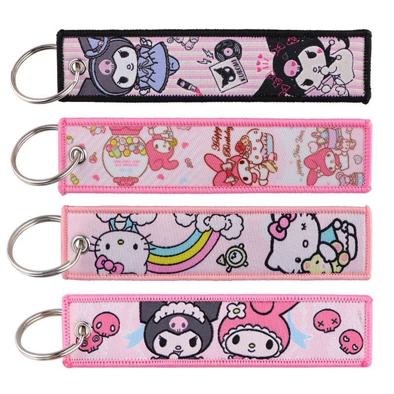 Embroidered Cute Key Tag Keychains Women Anime Keychain for Car